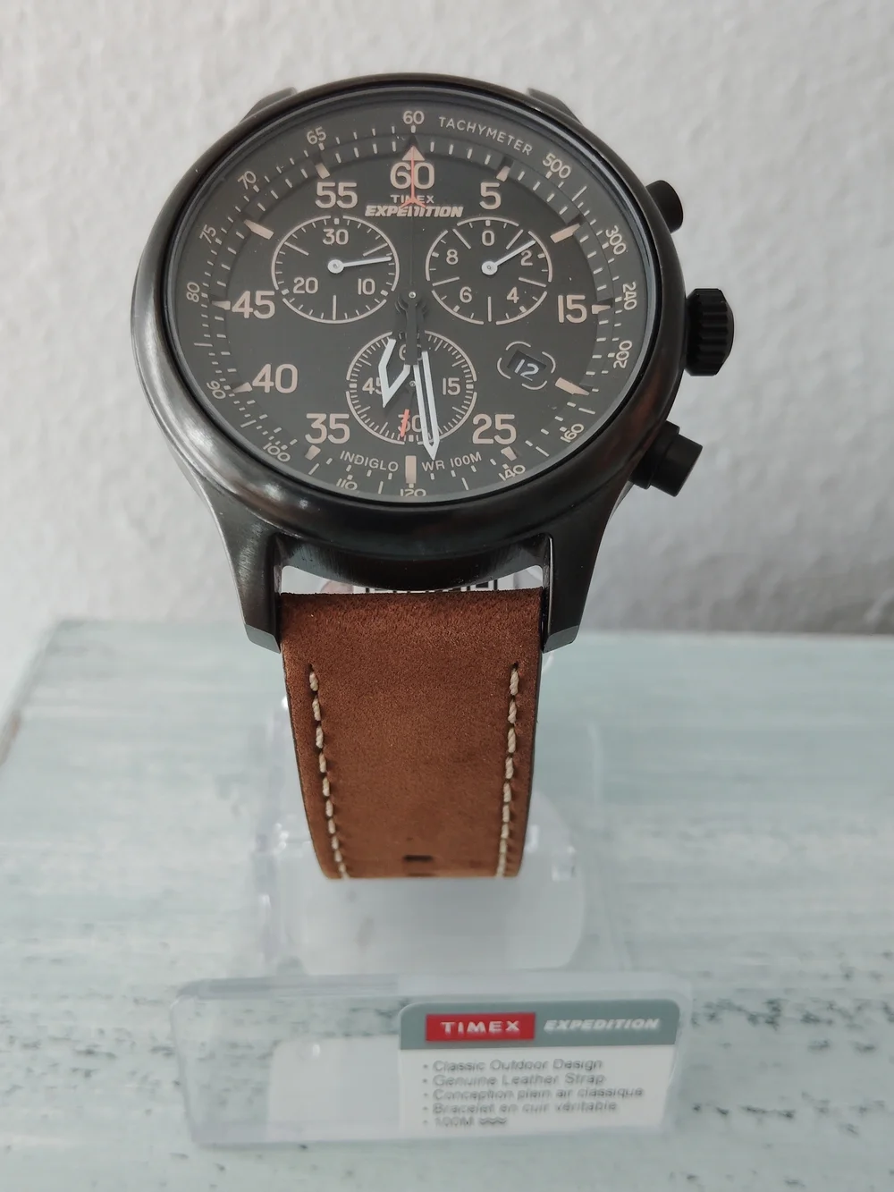 Timex Expedition Men's Brown Leather Strap Chronograph Military Field T49905 - Picture 3 of 8